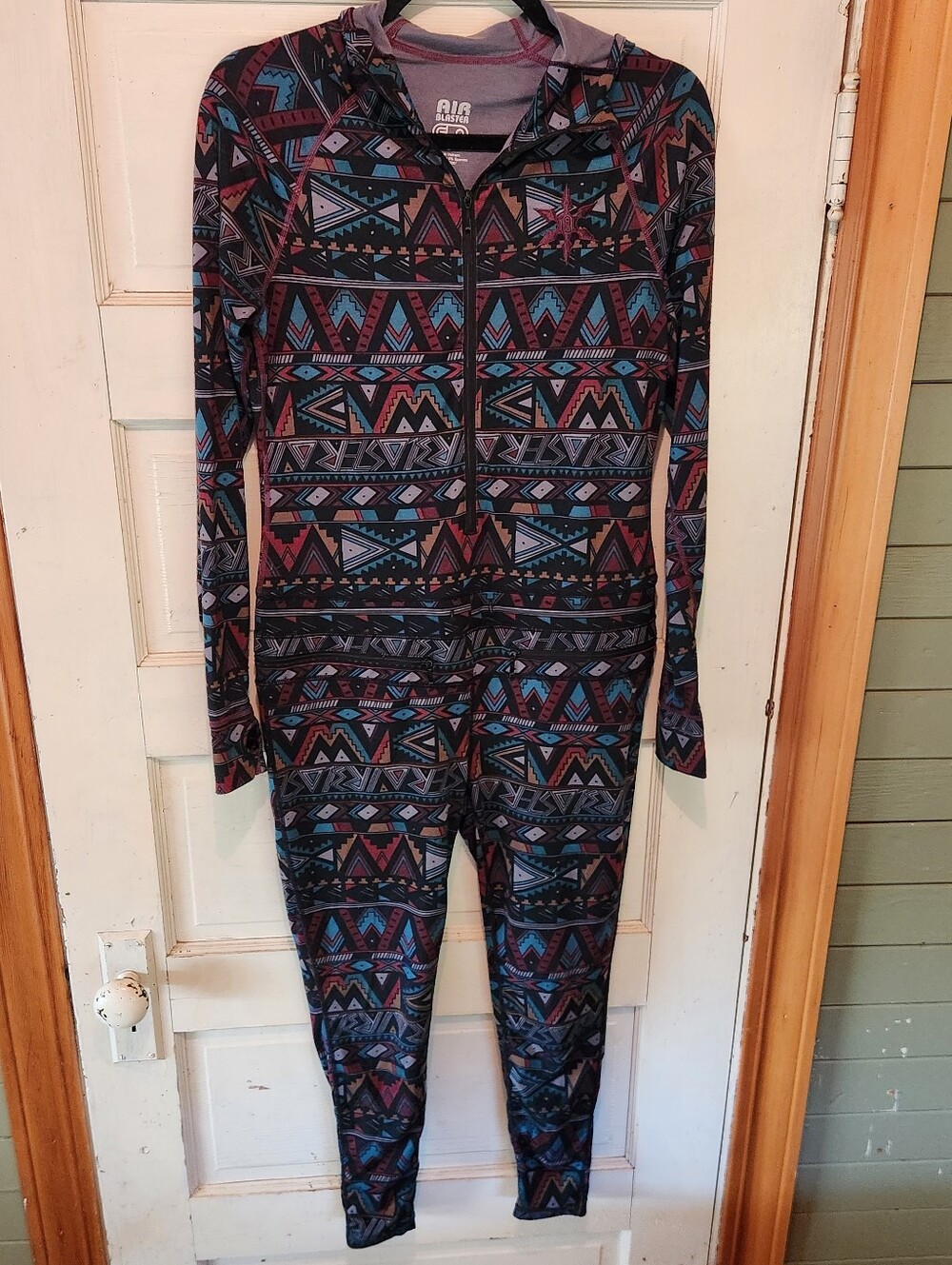 Airbpaster Patterned One-Piece Zippered Ninja suit- Multicolor Aztec Print